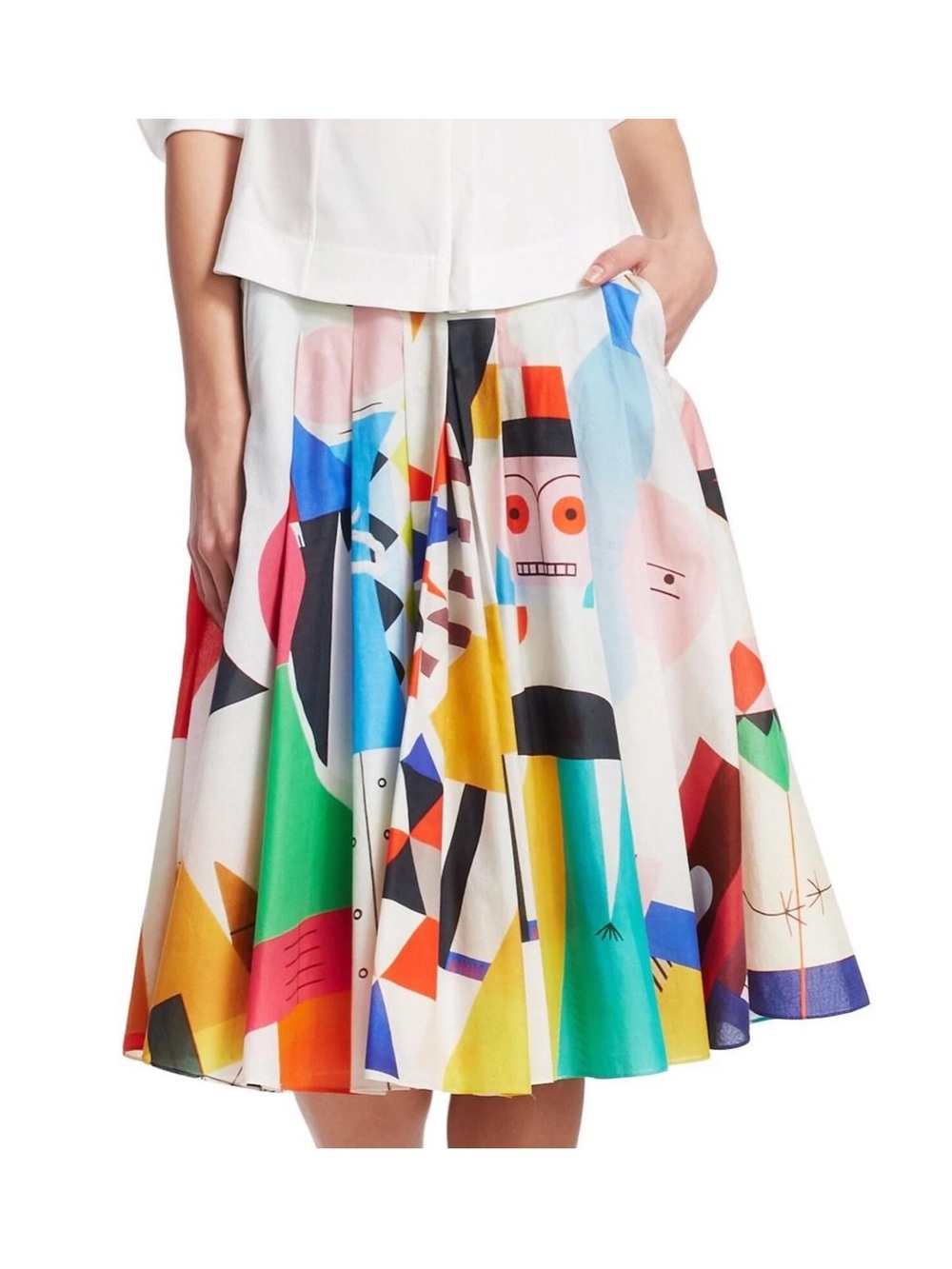 Akris Multicolor Abstract Circle Skirt